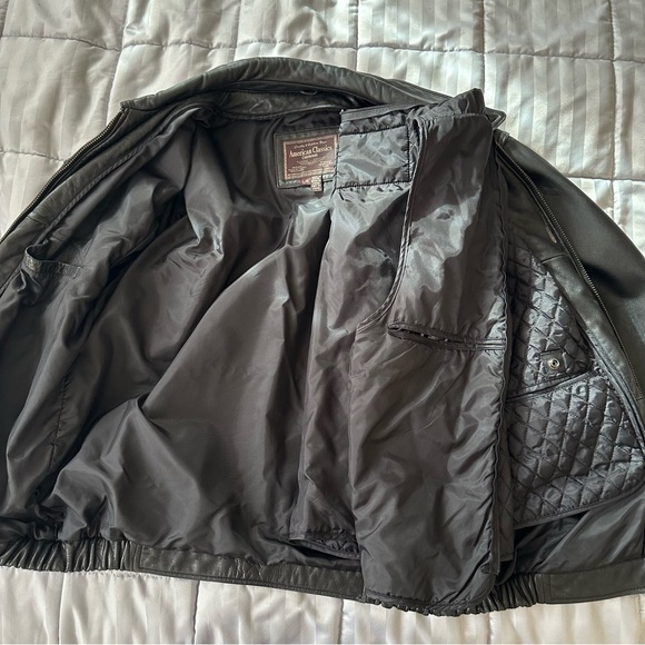Vintage Colebrook American Classics Leather Bomber Jacket Black Zip Up - Picture 7 of 11